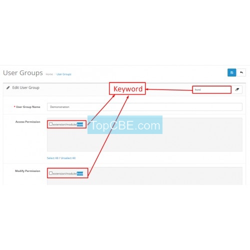 Opencart 用户权限查找